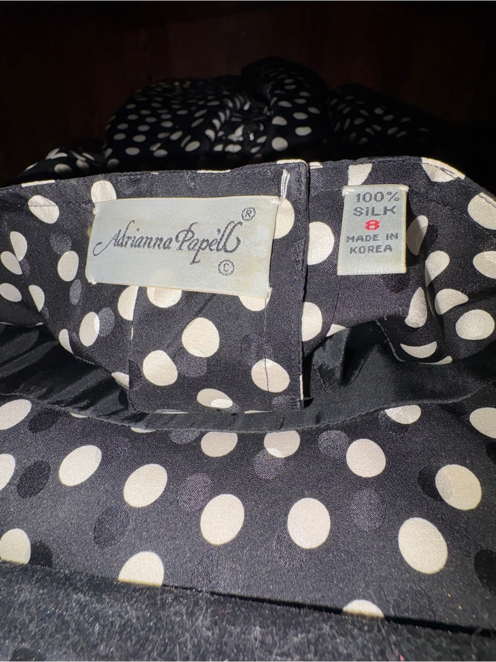 Adrianna Papell Black Sheath Dress with White Polka Dots - Picture 5 of 7